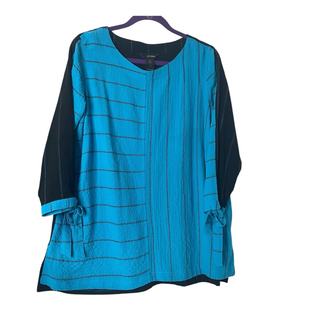 Ali Miles Striped Lagenlook Gauzy Tunic Lightweight MultiPattern Sz M